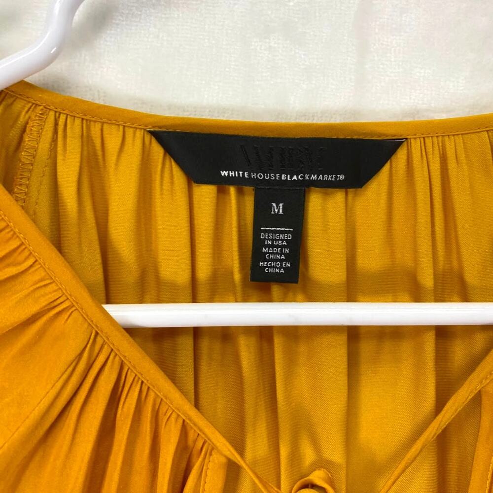 White House Black Market Women's Yellow Blouse Sz M - Picture 4 of 9